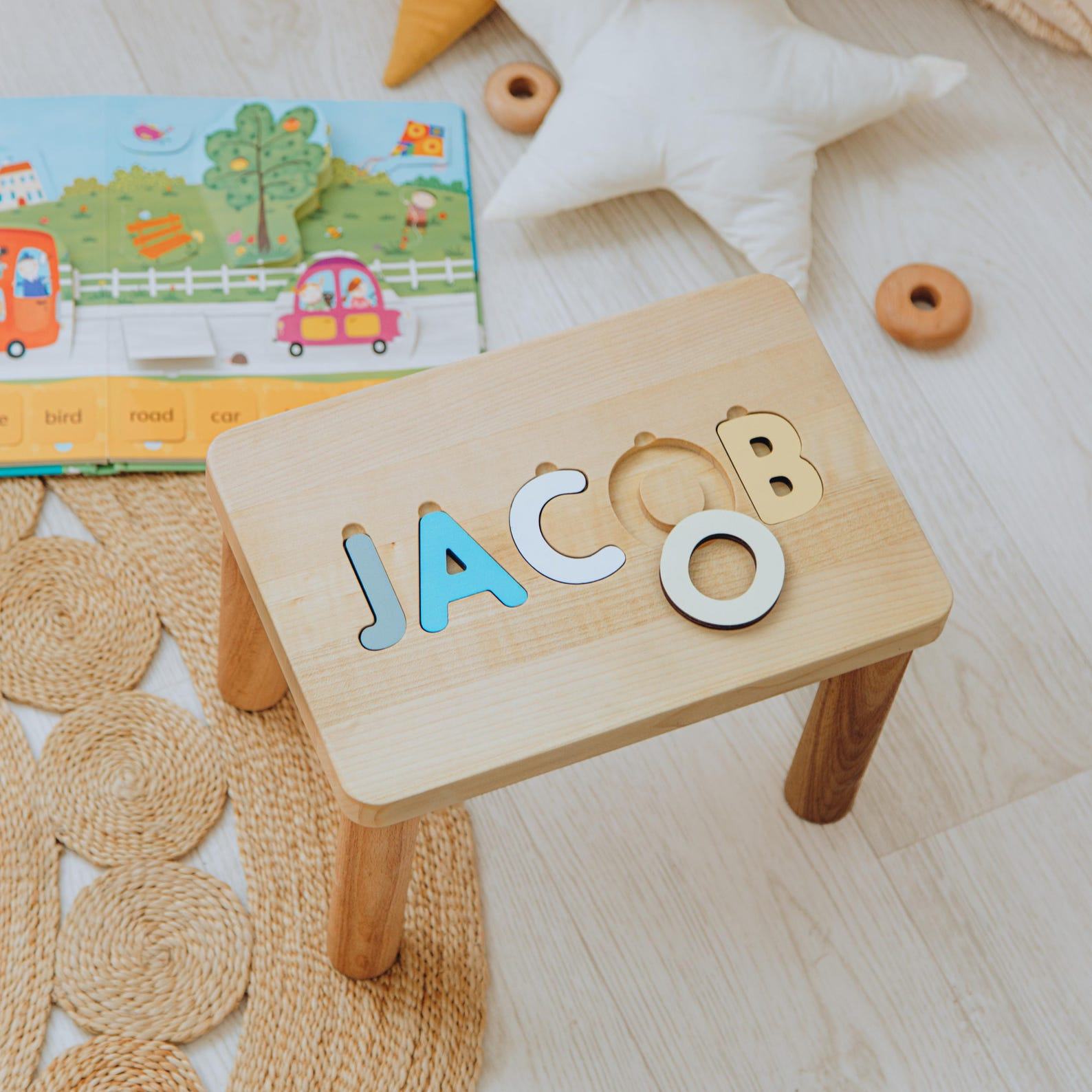 Personalized 1st Birthday Present  Montessori Name Puzzle – Wooden Toy for Baby Girl, Easter Basket Stuffer, Nursery Decor