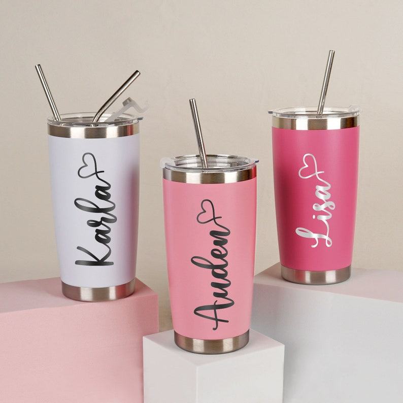 Personalized 20oz Tumbler Custom Travel Mug, Laser Engraved Stainless Steel Water Cup for Bridesmaids