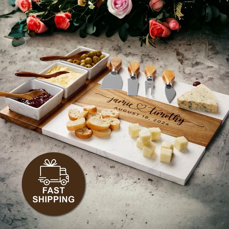 Personalized Acacia Wood Serving Board A Cherished Item for Couples and Families