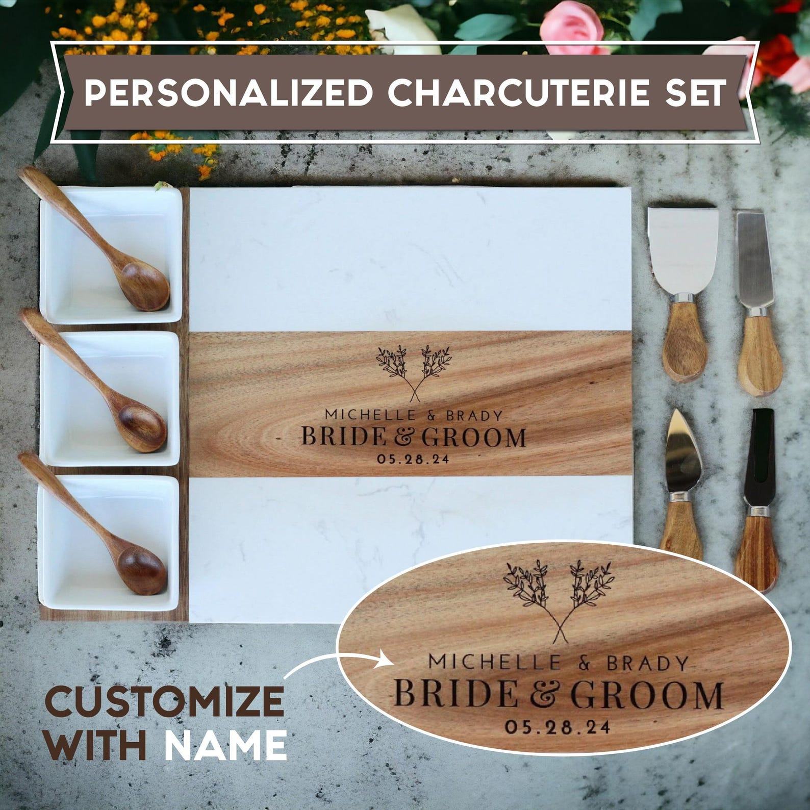 Personalized Acacia Wood Serving Board A Cherished Item for Couples and Families