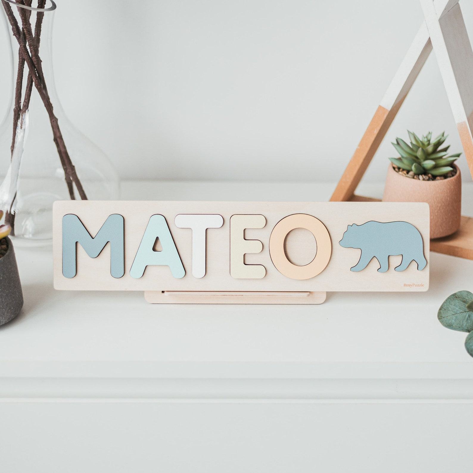 Personalized Airplane Name Puzzle for Baby Boy – Custom 1st Birthday Present & Keepsake