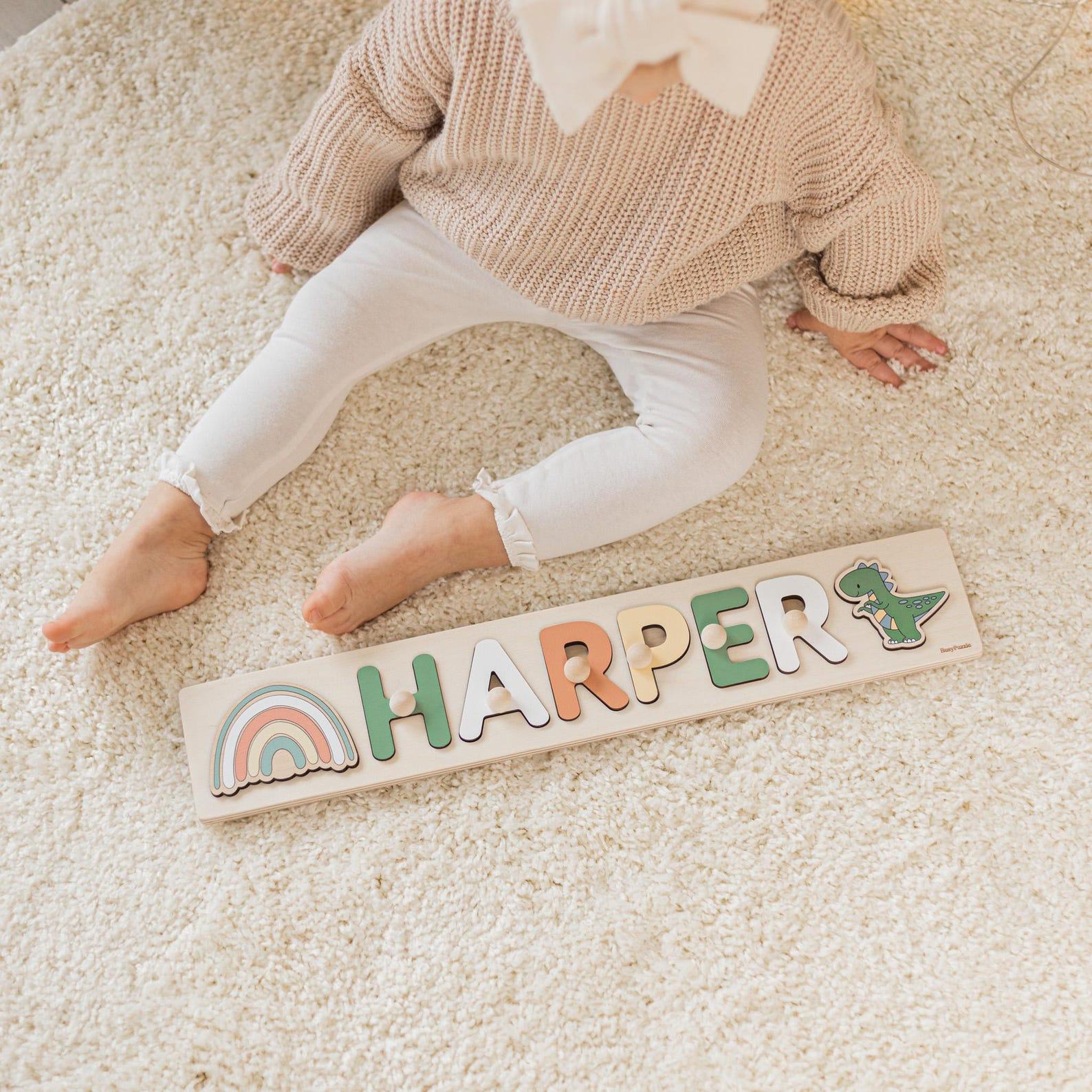 Personalized Airplane Puzzle  Custom Name Wood Toy – Unique Baby Shower & Easter Present for Kids
