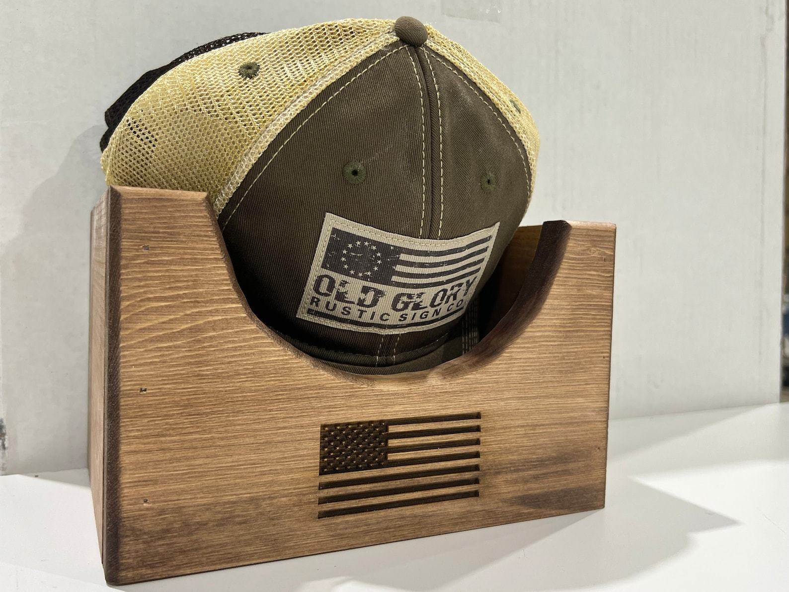 Personalized American Flag Wooden Hat Holder A Handcrafted Item for Dad - Image 2
