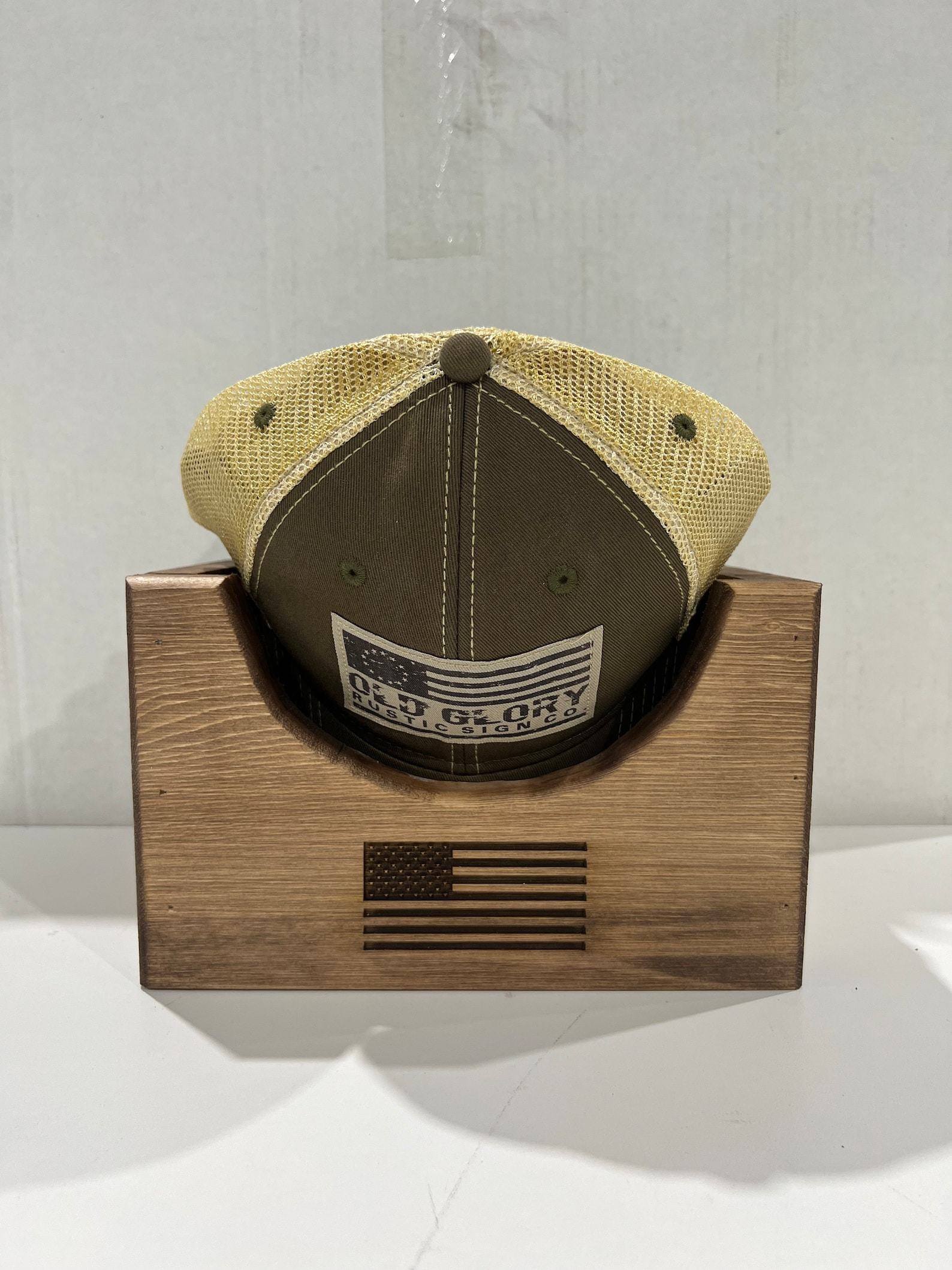 Personalized American Flag Wooden Hat Holder A Handcrafted Item for Dad - Image 3