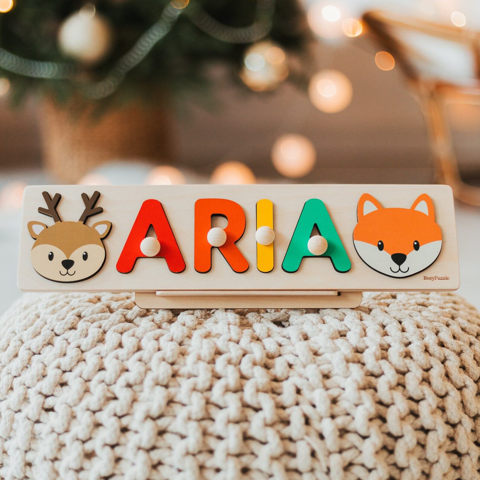 Personalized Animal Name Puzzle Educational Montessori Toy for Ocean Nursery Decor and Toddler Development
