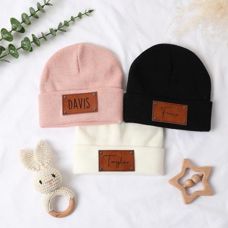 Personalized Baby Beanie – Custom Name Hat, Newborn Present, Baby Shower & Christmas