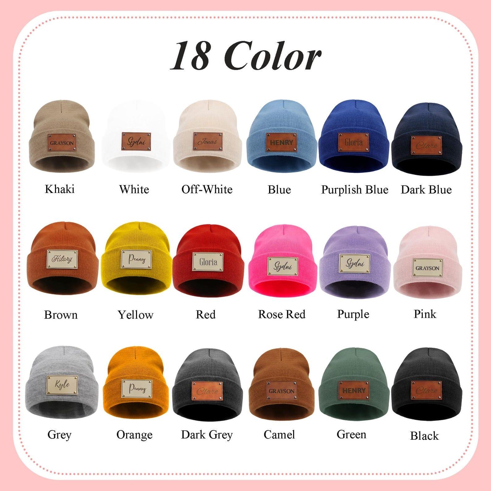 Personalized Baby Beanie – Embroidered Name Hat, Leather Patch Option – Newborn Present, Christmas Beanie