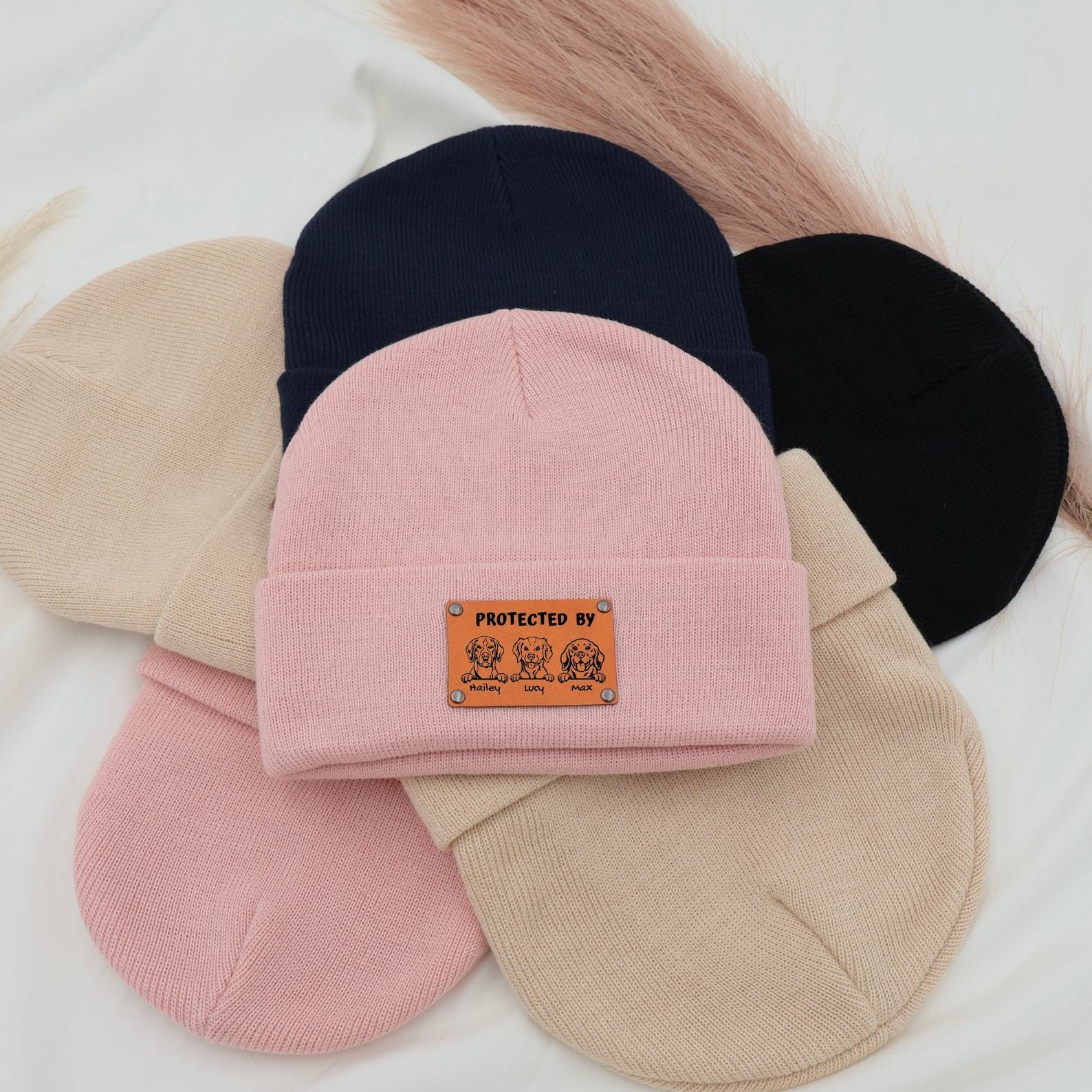 Personalized Baby Beanie with Vegan Leather Name Patch A Unique and Thoughtful Item for Little Ones