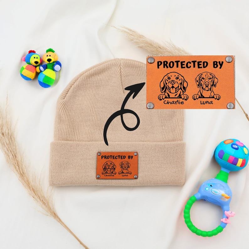 Personalized Baby Beanie with Vegan Leather Name Patch A Unique and Thoughtful Item for Little Ones
