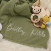 Personalized Baby Blanket  Embroidered Name, Soft Cotton Knit – Perfect Newborn/Christmas Present