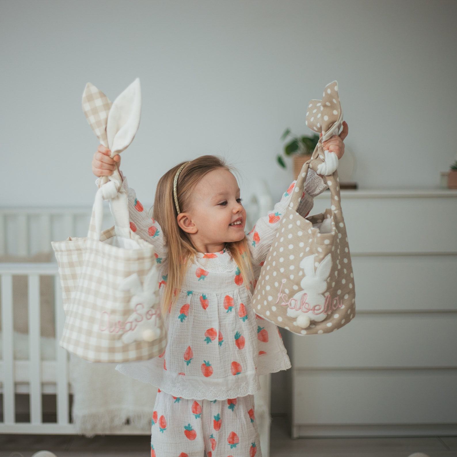 Personalized Baby Boy Easter Basket – Custom Bunny Name Basket for Toys & Eggs