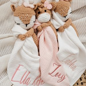 Personalized Baby Comforter Embroidered Security Blanket, Bunny Lovey, Muslin Comforter, Unique New Baby Item, First Easter Present