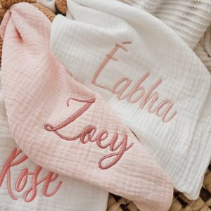 Personalized Baby Comforter Embroidered Security Blanket, Bunny Lovey, Muslin Comforter, Unique New Baby Item, First Easter Present