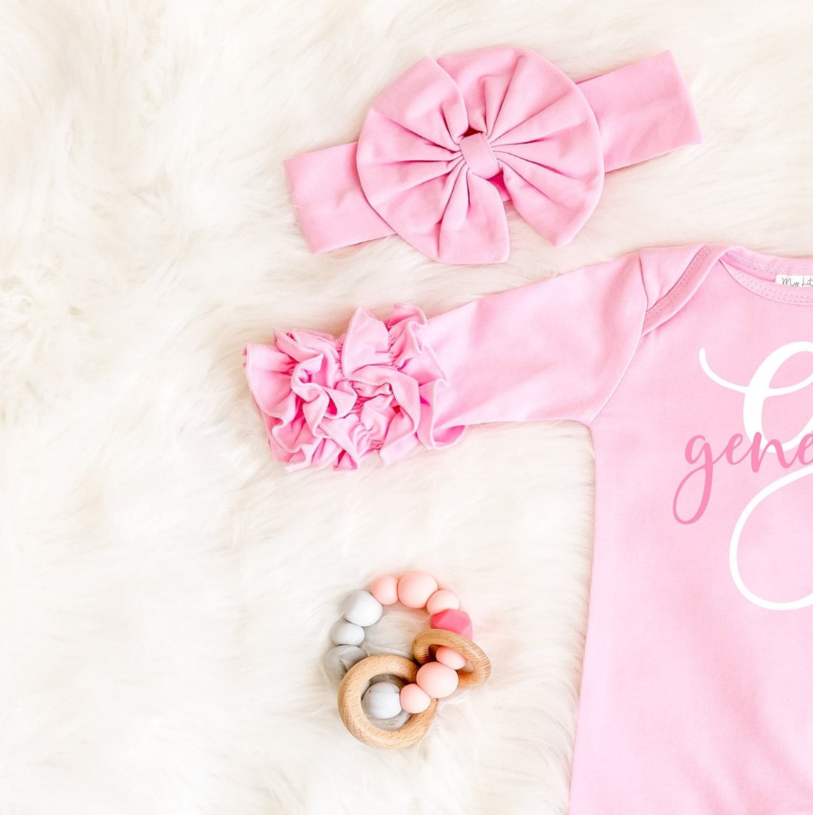 Personalized Baby Girl Coming Home Outfit Ruffled Romper, Custom Shower Item, Newborn Layette