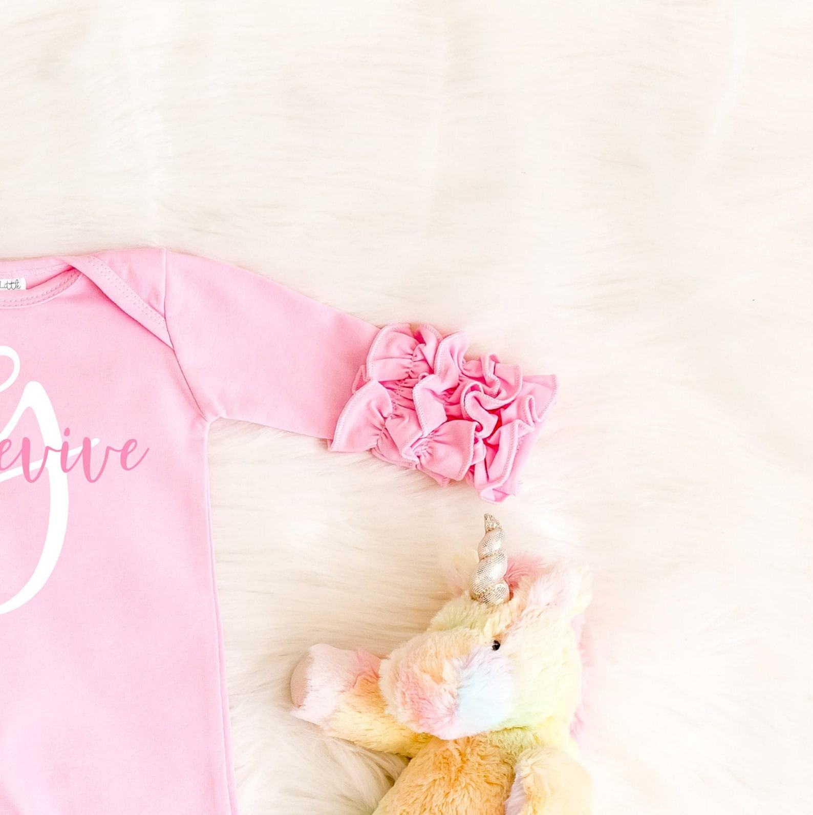 Personalized Baby Girl Coming Home Outfit Ruffled Romper, Custom Shower Item, Newborn Layette