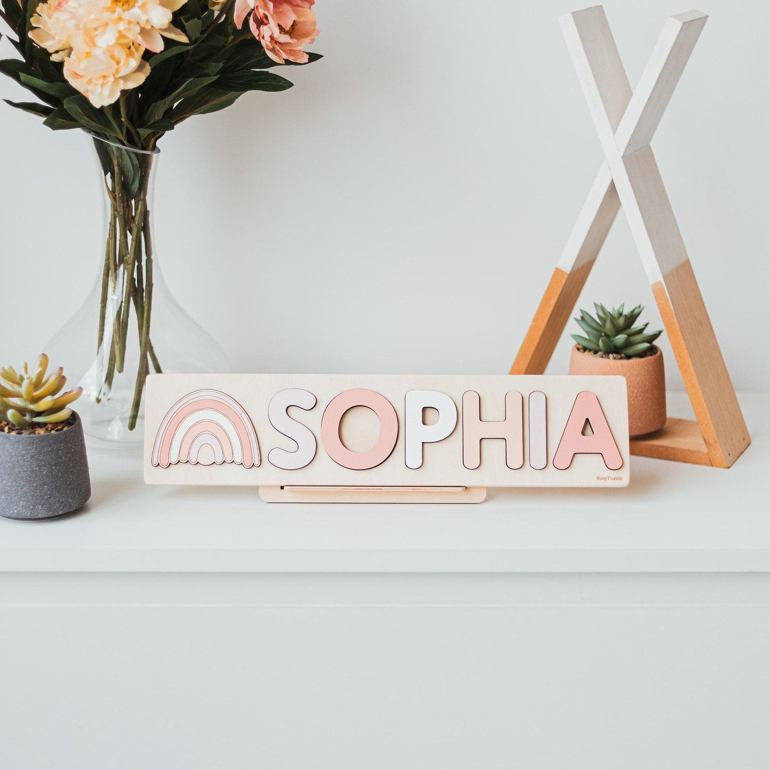 Personalized Baby Girl Present Set  1st Birthday, Christmas, & Montessori Wooden Toys