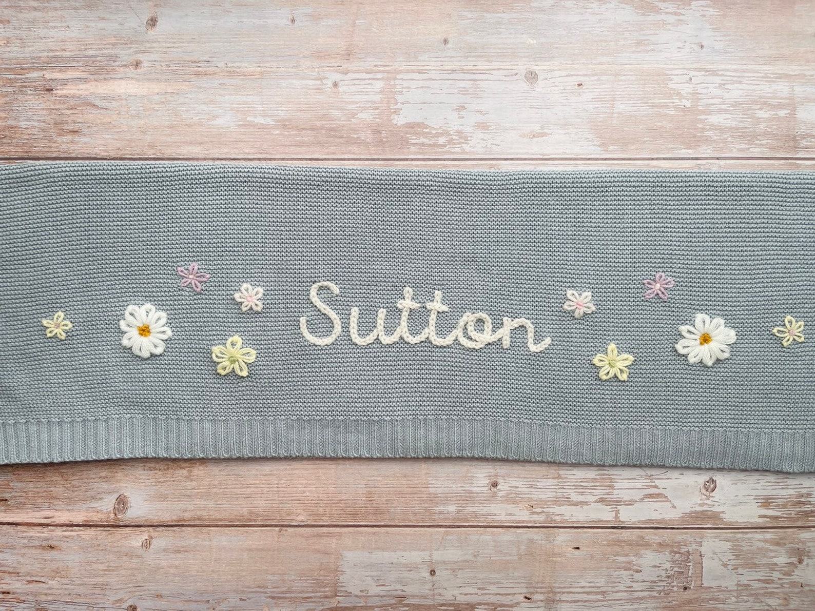 Personalized Baby Knit Blanket Embroidered Soft Cotton for Newborn Items and Baby Showers - Image 4