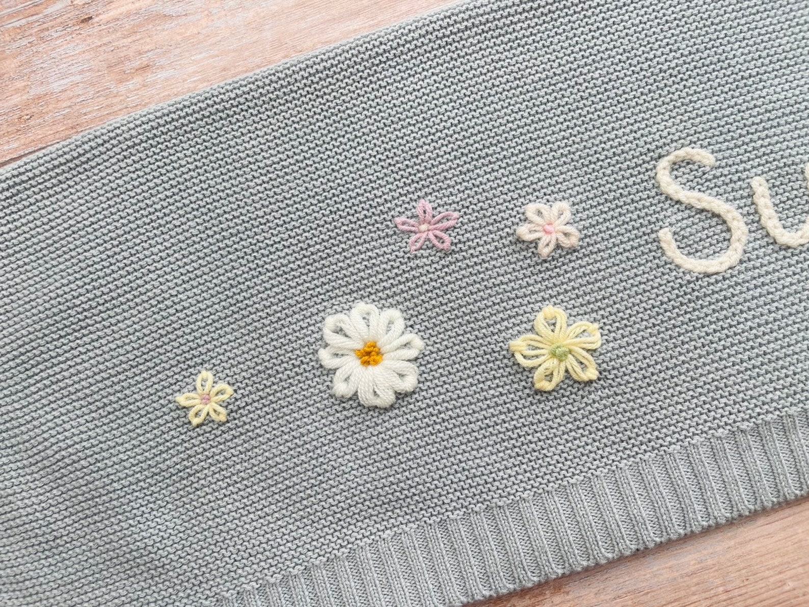 Personalized Baby Knit Blanket Embroidered Soft Cotton for Newborn Items and Baby Showers - Image 6