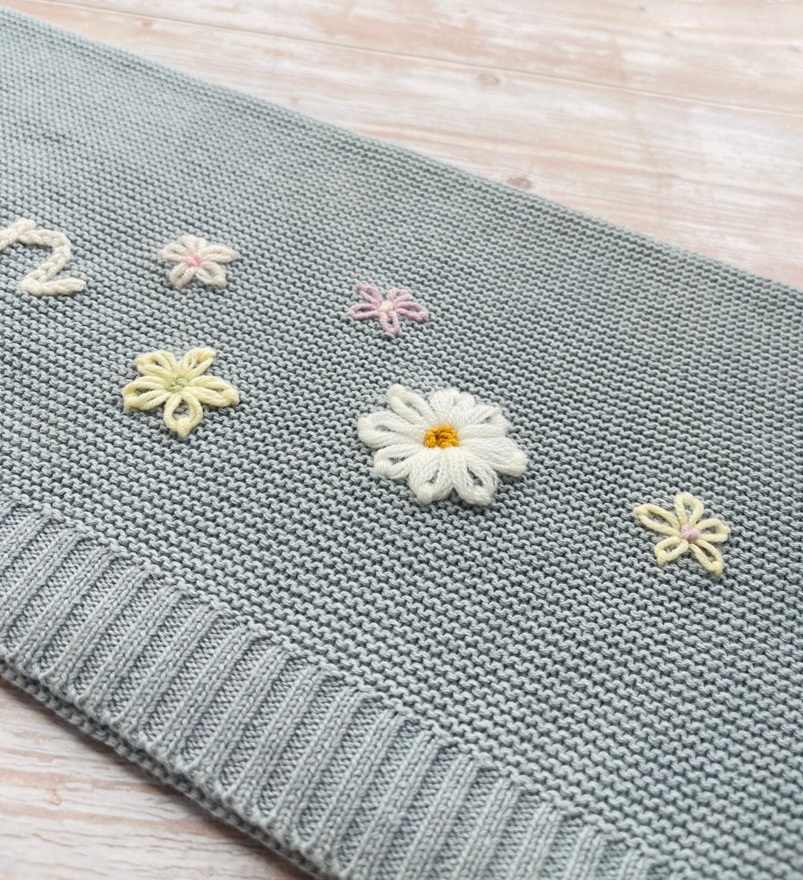 Personalized Baby Knit Blanket Embroidered Soft Cotton for Newborn Items and Baby Showers - Image 5
