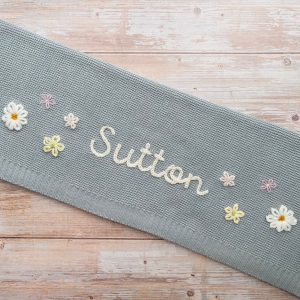Personalized Baby Knit Blanket Embroidered Soft Cotton for Newborn Items and Baby Showers