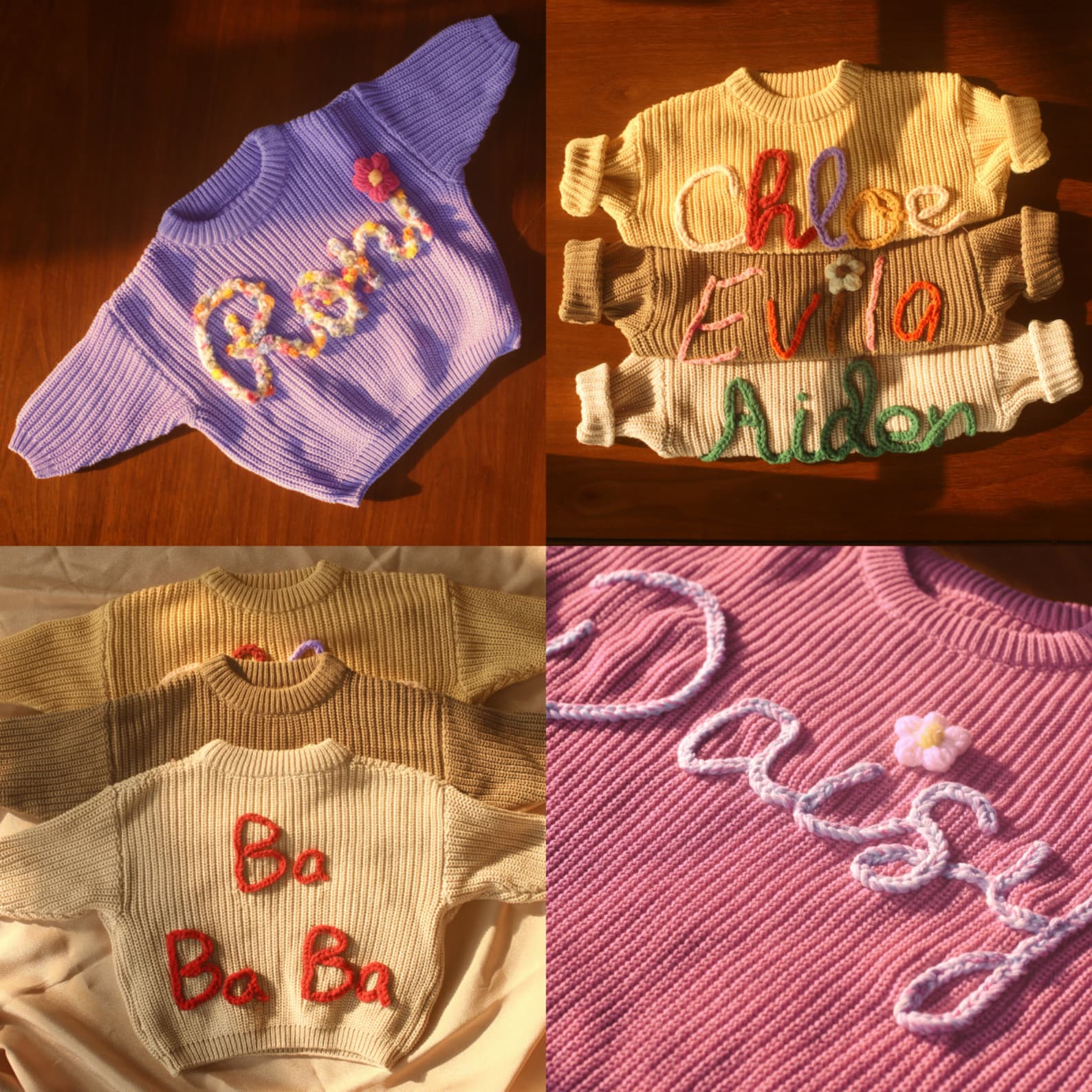 Personalized Baby Knit Sweater Embroidered Name, Interesting  for Coming Home Outfit or Item