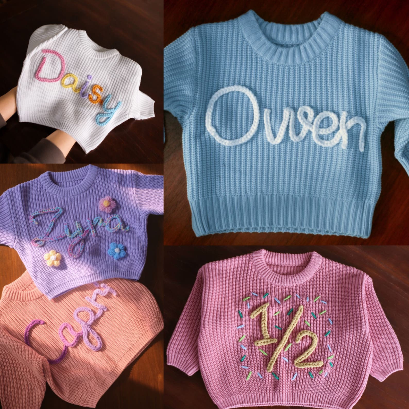 Personalized Baby Knit Sweater Embroidered Name, Interesting  for Coming Home Outfit or Item