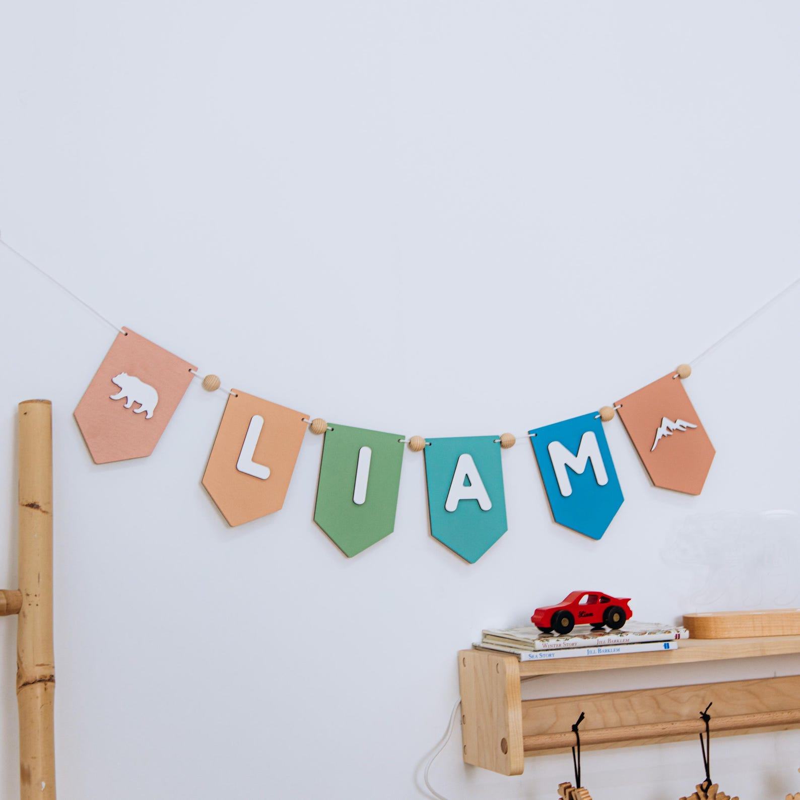 Personalized Baby Name Garland – Wooden Nursery Banner, Custom Birthday & Shower Decor