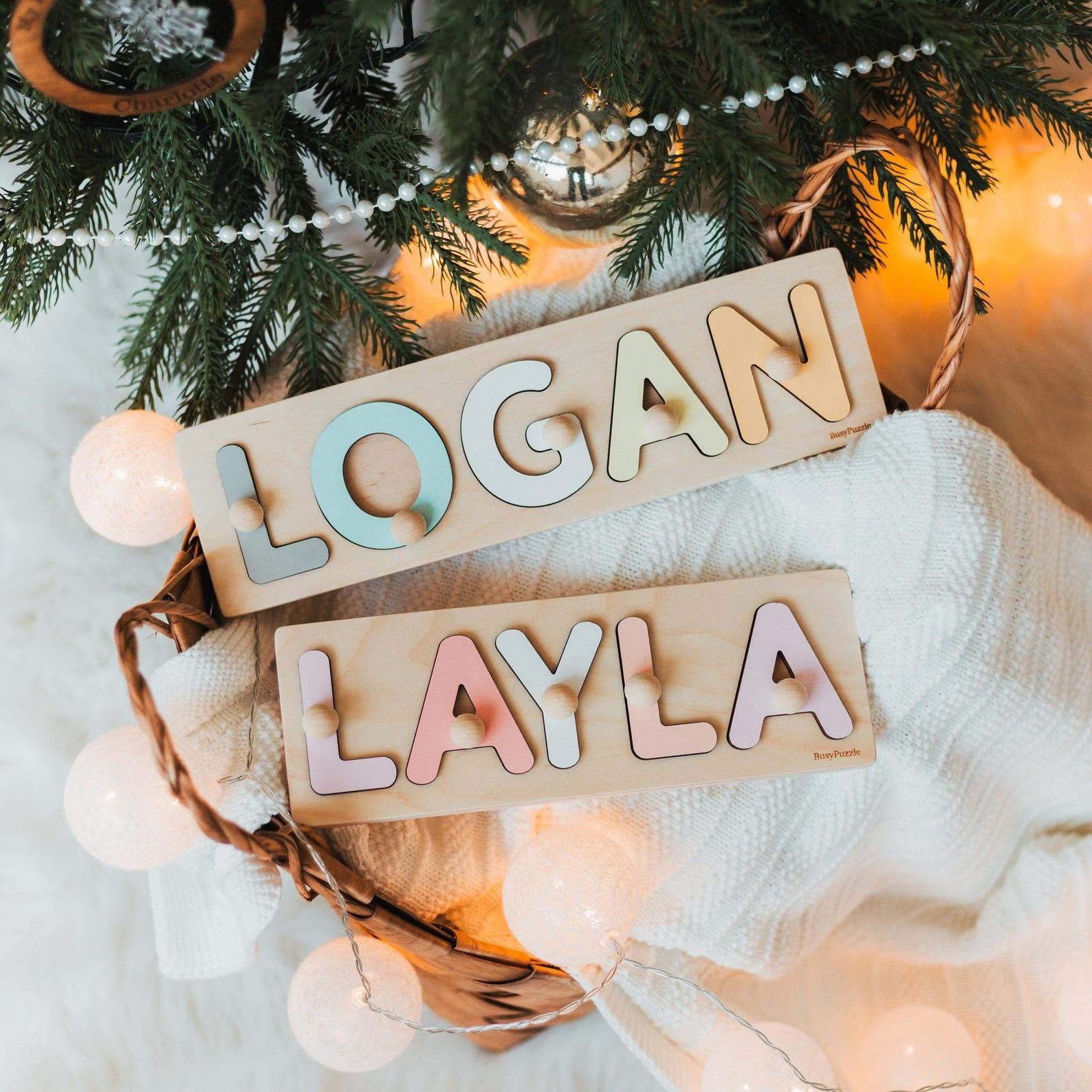 Personalized Baby Name Puzzle – Montessori Wooden Toy, Custom Easter & Baby Shower Present