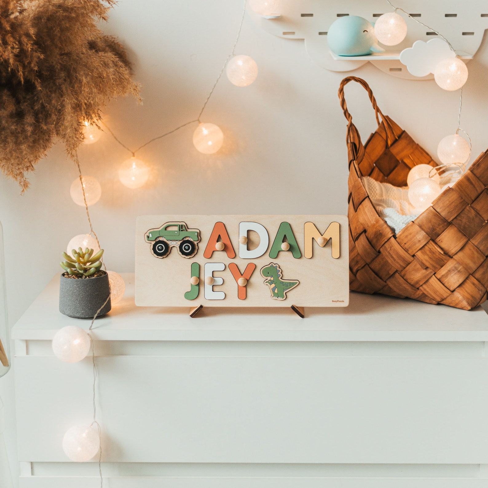 Personalized Baby Name Puzzle – Wooden Toy Present for Newborn Boy, 1st Birthday & Christmas