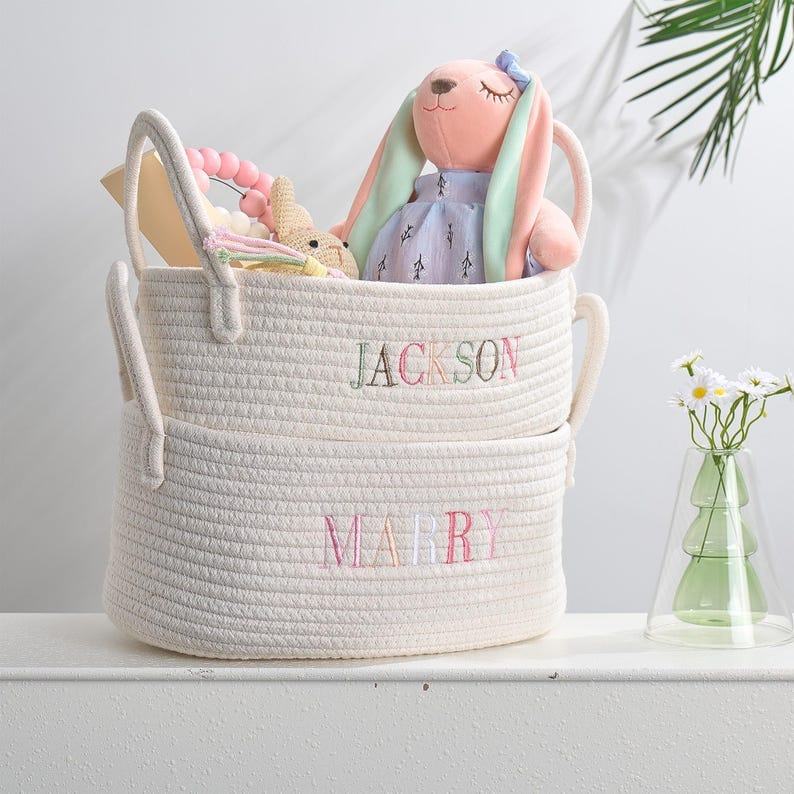 Personalized Baby Present Basket  Adorable & Safe Newborn Shower Present Set
