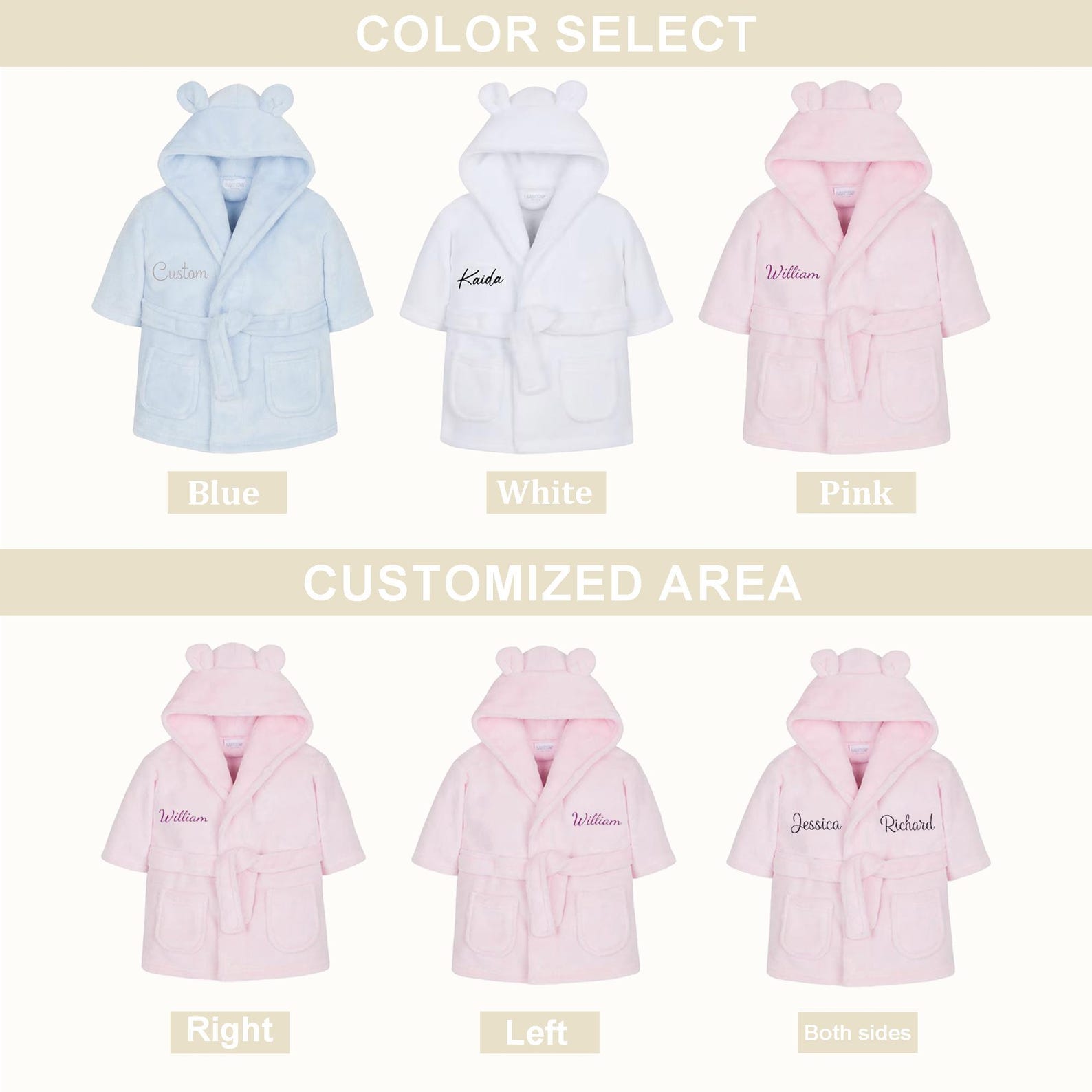 Personalized Baby Robe – Embroidered Bathrobe for Newborns & Toddlers – Custom Baby Shower Present