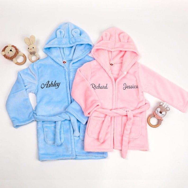 Personalized Baby Robe – Embroidered Bathrobe for Newborns & Toddlers – Custom Baby Shower Present