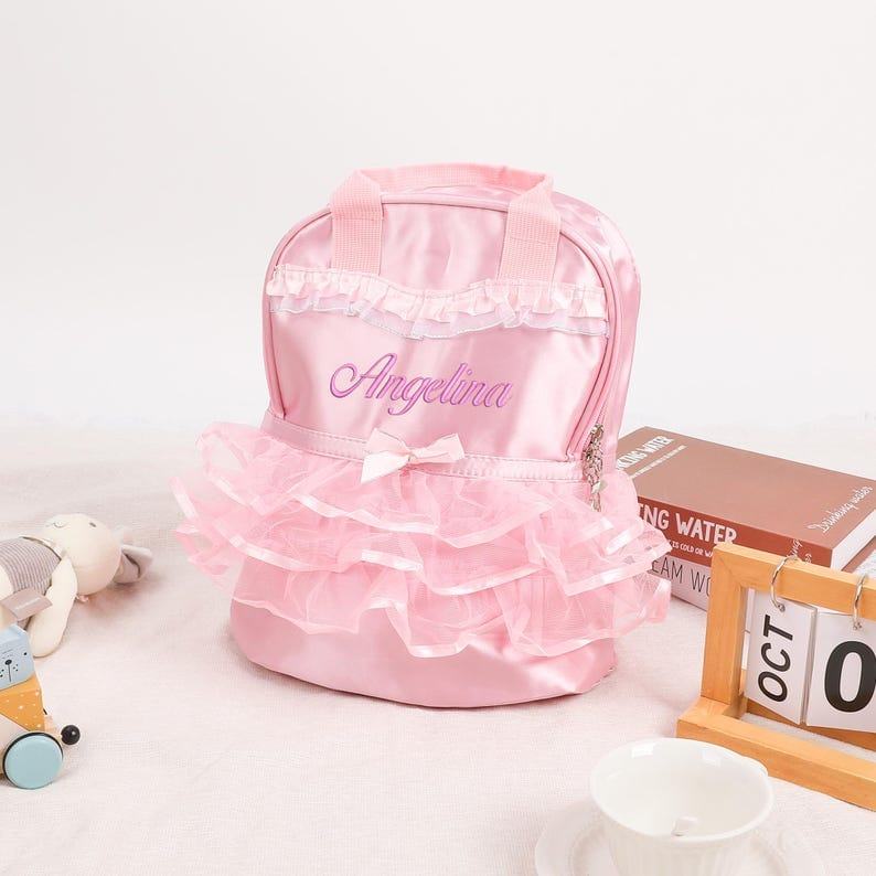 Personalized Ballerina Backpack – Custom Name Dance Bag for Girls – Embroidered Ballet Bag
