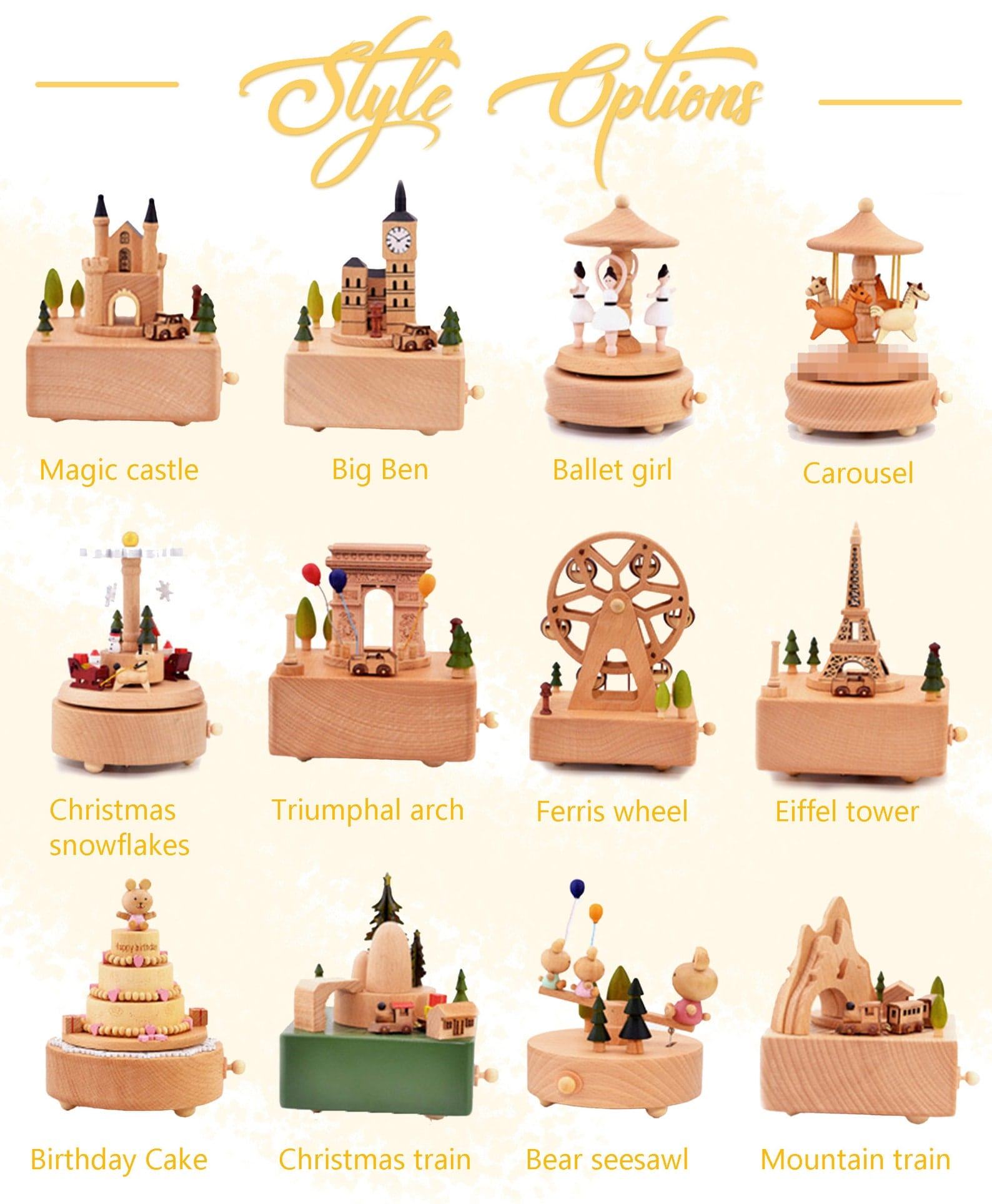 Personalized Ballerina Carousel Music Box – Engraved Wooden Horse Keepsake Present - Image 2