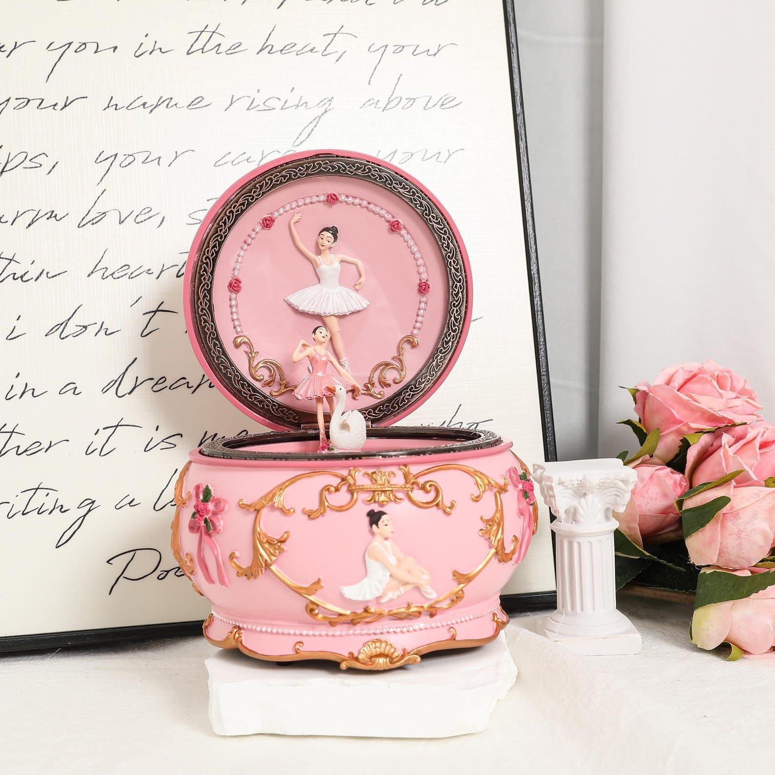 Personalized Ballerina Music Box – Custom Engraved Rotating Dancer – Unique Christmas Present for Girls