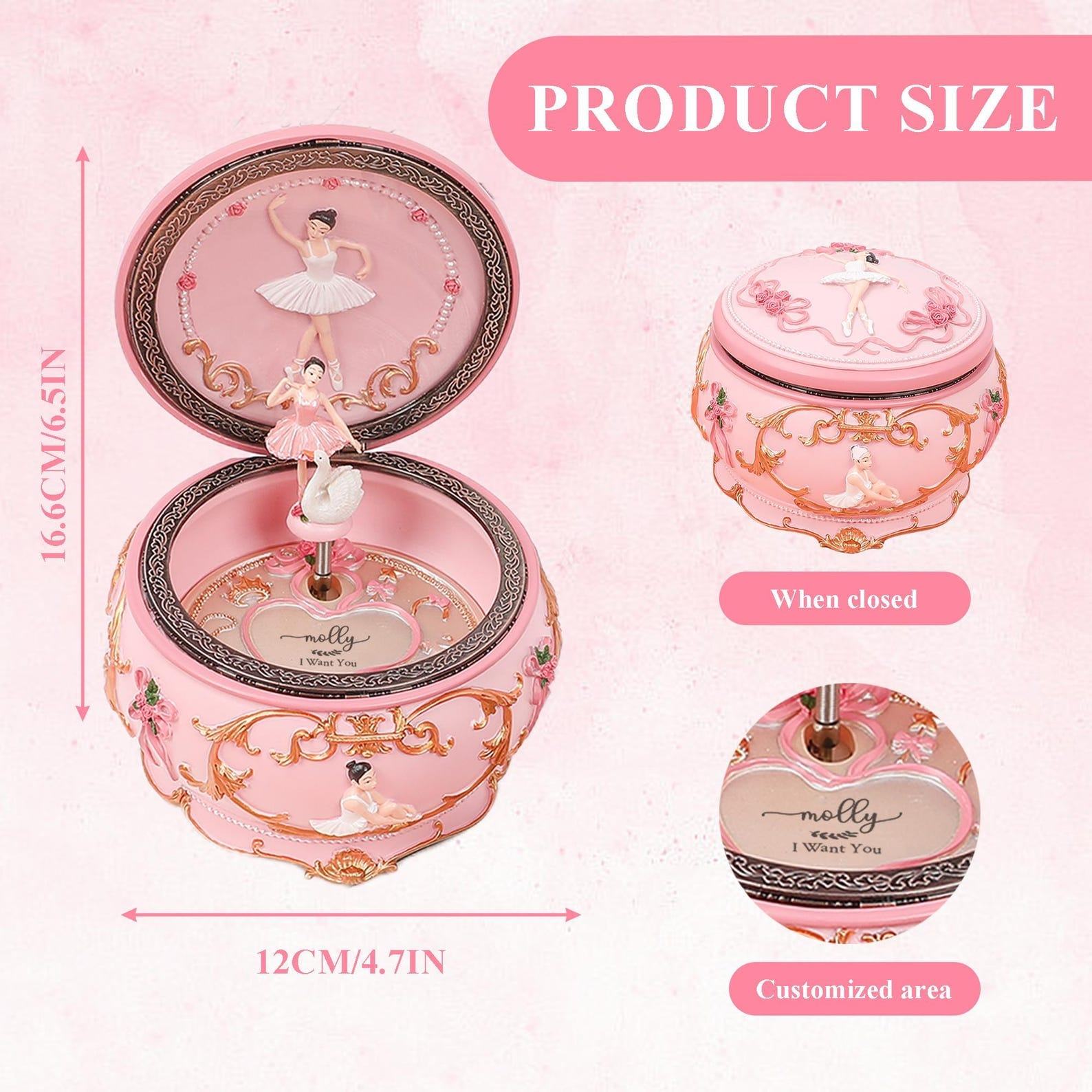 Personalized Ballerina Music Box – Custom Engraved Rotating Dancer – Unique Christmas Present for Girls