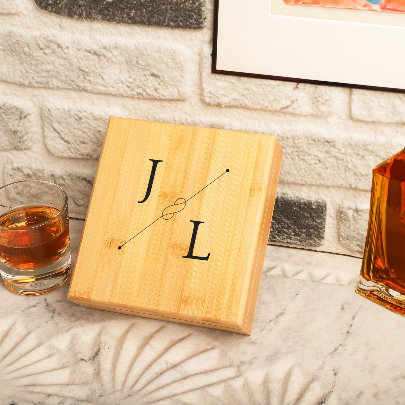 Personalized Bamboo Whiskey Stone Set Elevate Your Home Bar Experience