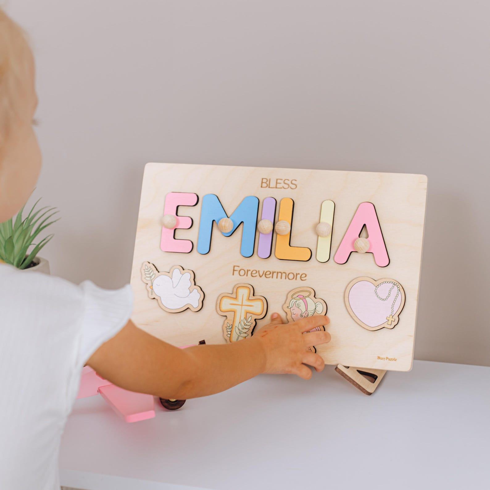 Personalized Baptism Puzzle  Custom Name Present for Baby Girl’s Christening & First Christmas