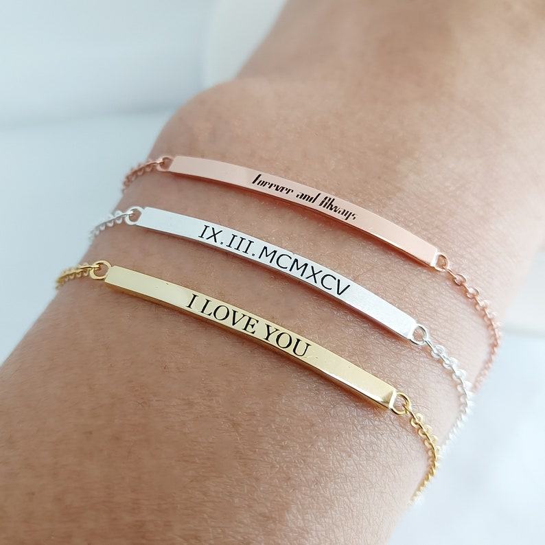 Personalized Bar Bracelet Engrave Your Story, Cherish Your Moments