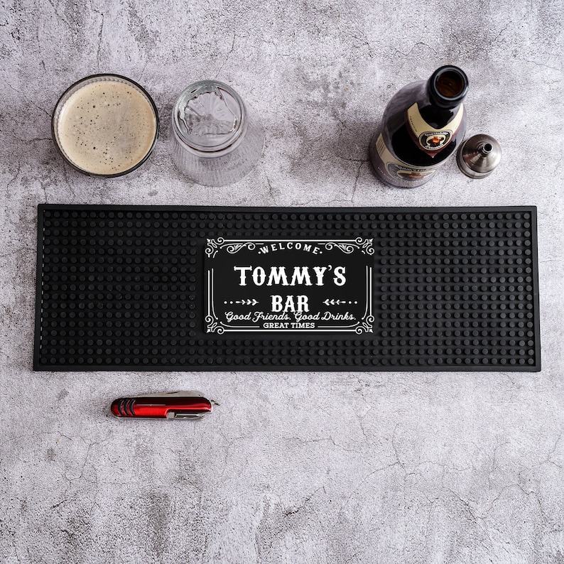 Personalized Bar Mat Elevate Your Home Bar with Custom Art Deco Flair