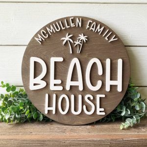 Personalized Beach House Sign Coastal Charm for Your Lakeside or Seaside Haven