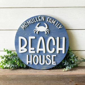 Personalized Beach House Sign Coastal Charm for Your Lakeside or Seaside Haven