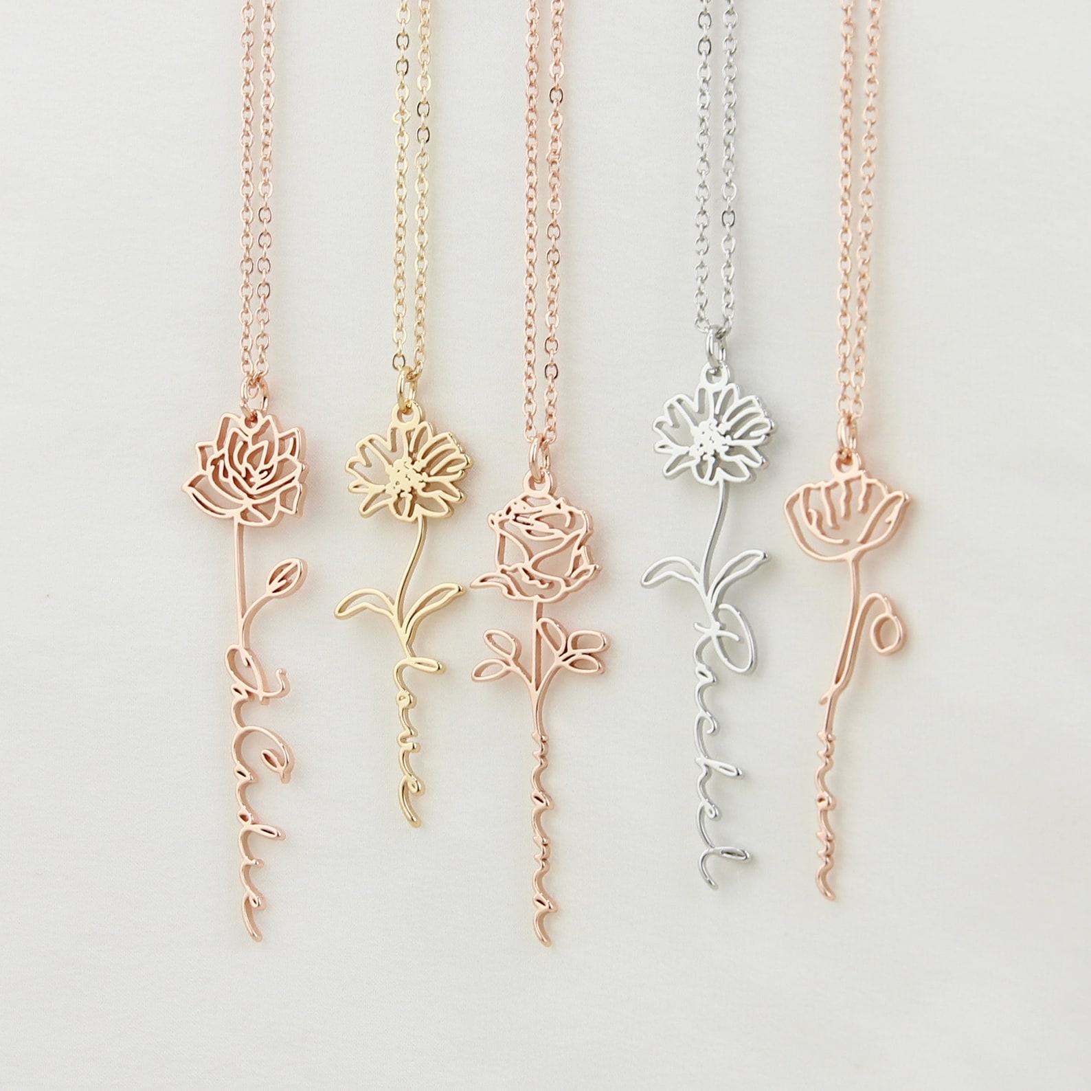 Personalized Birth Flower Necklace A Timeless Item for Her