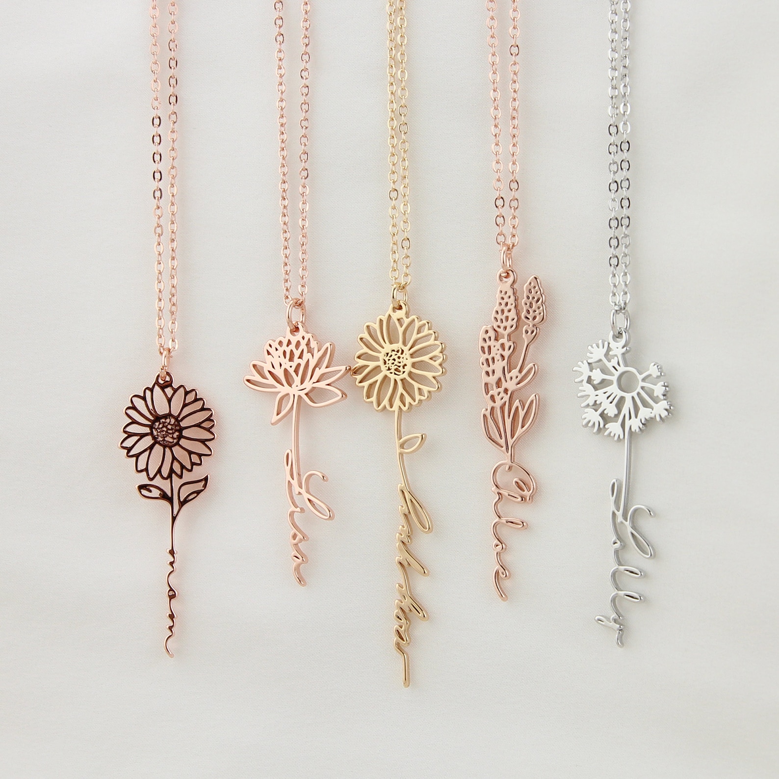 Personalized Birth Flower Necklace A Timeless Item for Her