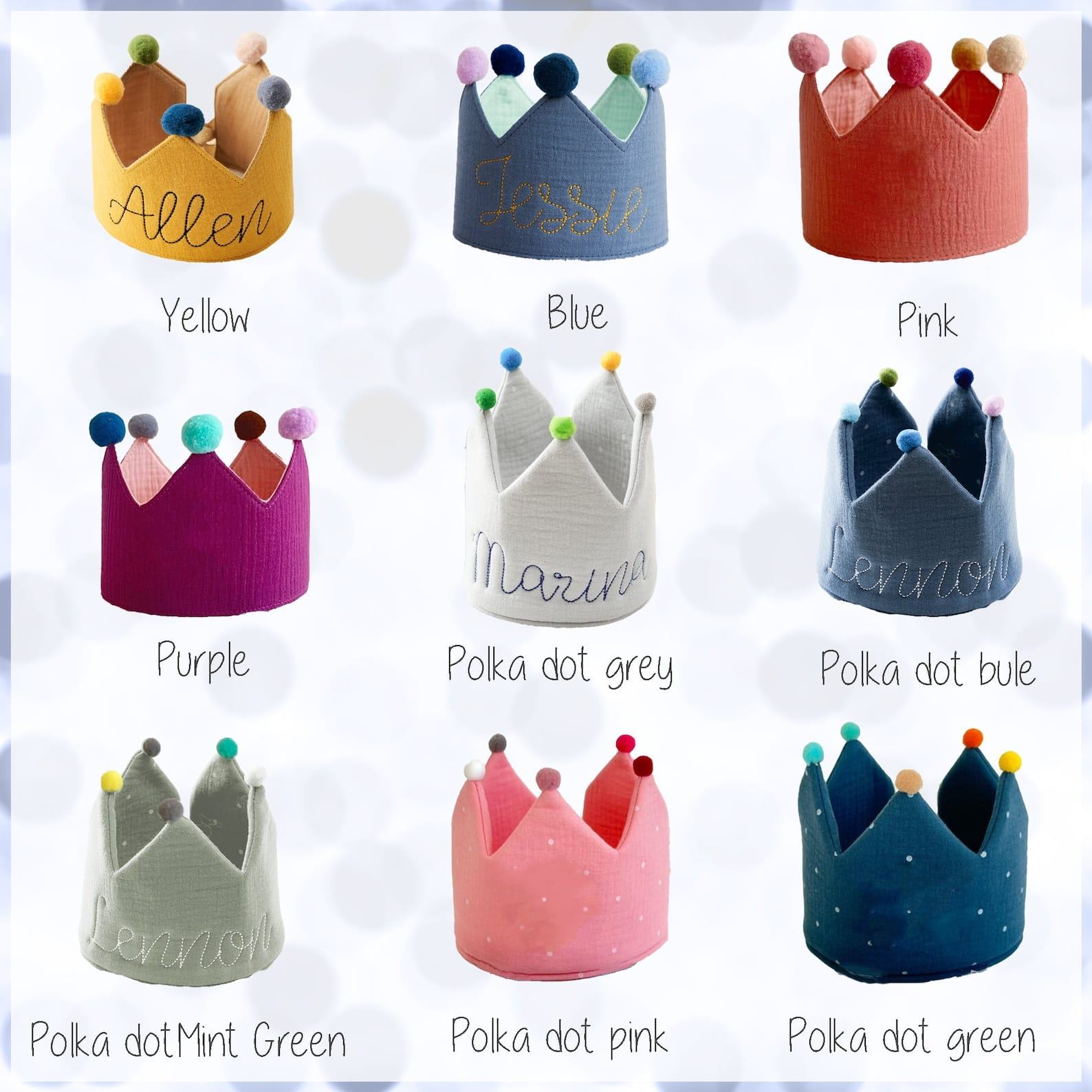 Personalized Birthday Crown – Embroidered Name Crown for Baby & Toddler – Handmade Keepsake