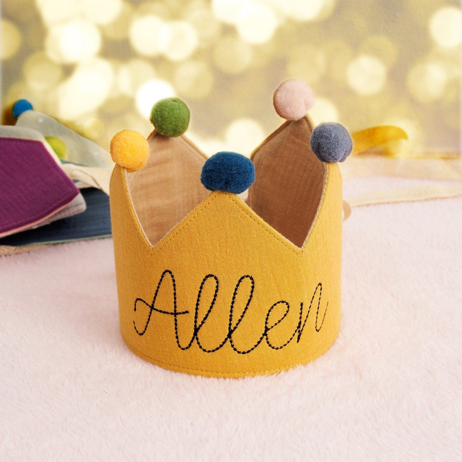 Personalized Birthday Crown for Baby & Kids – Hand Embroidered Keepsake Present