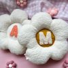 Personalized Boucle Daisy Initial Cushion Fluffy Nursery Decor for Kids