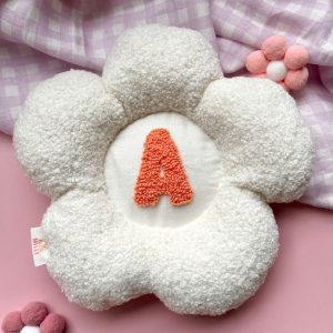 Personalized Boucle Daisy Initial Cushion Fluffy Nursery Decor for Kids