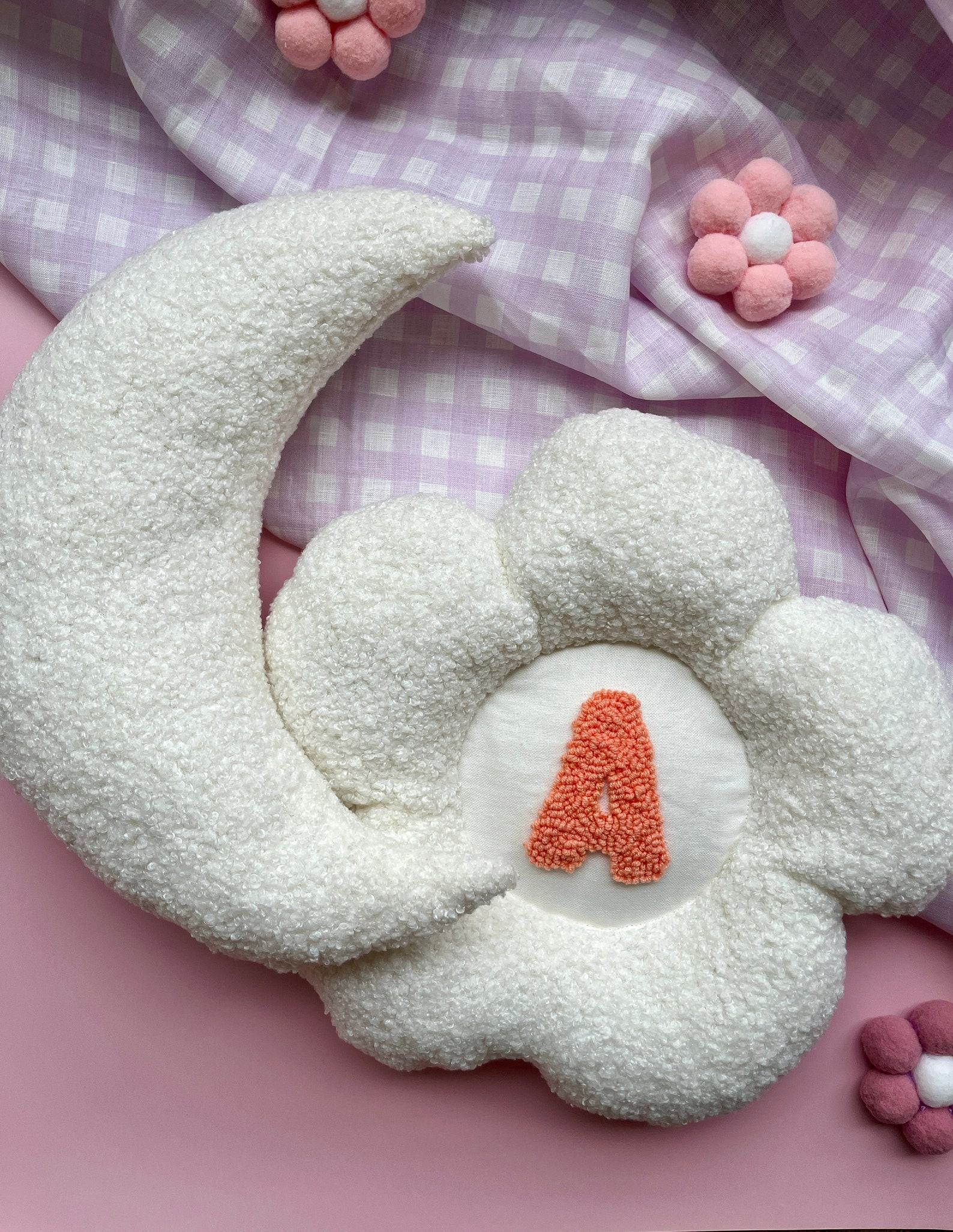 Personalized Boucle Daisy Initial Cushion Fluffy Nursery Decor for Kids - Image 4