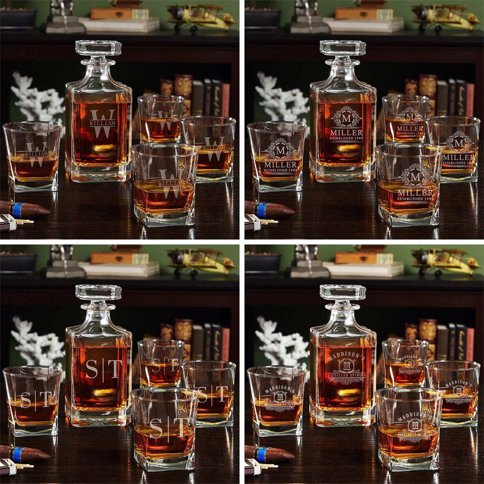 Personalized Bourbon Decanter Set Elevate Your Spirits with Engraved Decanter and Glasses